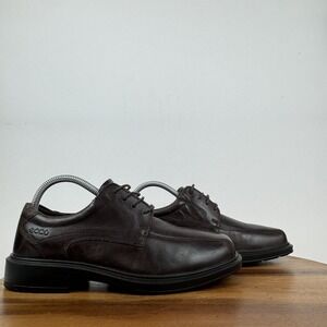 New Mens Ecco Helsinki Bike Toe Brown Leather Comfort Oxford Loafers Size EU 39